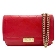 Pre-owned Leather wallets Chanel Vintage , Red , Dames