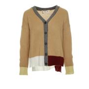 Kleurblock Kasjmier Cardigan met V-hals Marni , Beige , Dames