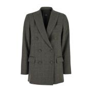 Bruine Geruite Blazer Jas Plain Units , Brown , Dames