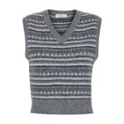 Grijs Jack met Patroon Gebreid Vest Dunst , Gray , Dames