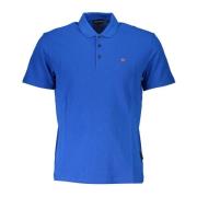 Blauw Polo Met Korte Mouwen Geborduurd Logo Napapijri , Blue , Heren