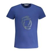 Blauw Heren T-shirt met Korte Mouwen Trussardi , Blue , Heren