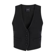 Zwarte Smoking Gilet Jas Plain Units , Black , Dames