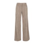 Beige Geribbelde Fluwelen Broek Plain Units , Beige , Dames