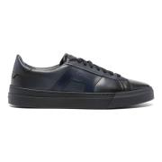 Leren sneakers met rubberen zool Santoni , Blue , Heren