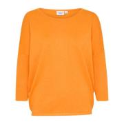 Apricot Melange R-Neck Pullover Sweater Saint Tropez , Orange , Dames