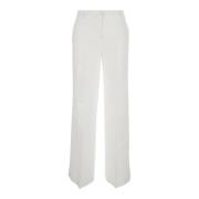 Wijde Pijp Linnen Broek Wit Plain Units , White , Dames