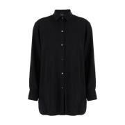 Zwart Lang Shirt Plain Units , Black , Dames