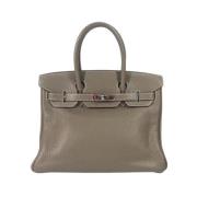 Pre-owned Leather handbags Hermès Vintage , Gray , Dames