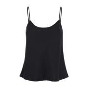 Satijnen Zwarte Top Plain Units , Black , Dames