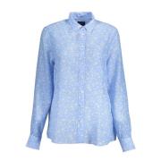 Blauwe Blouse Lange Mouwen Koreaanse Kraag Gant , Blue , Dames