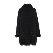 Zwarte Shearling Bloemenjas Ermanno Scervino , Black , Dames