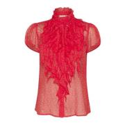 Crinkle SS Shirt Magenta Bonbon Harts Saint Tropez , Red , Dames