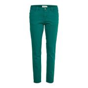 Straight-leg Twill Pant - Proud Peacock Cream , Green , Dames