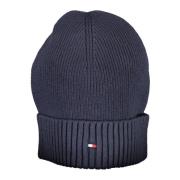 Blauwe Geborduurde Logo Beanie Muts Tommy Hilfiger , Blue , Heren