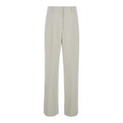 Witte Linnenmix Hoge Taille Broek Brunello Cucinelli , White , Dames