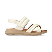 Sportieve Witte Sandaal - Velcro Sluiting Mephisto , Beige , Dames