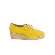 Gele Suède Wedge Derbies Sessun , Yellow , Dames