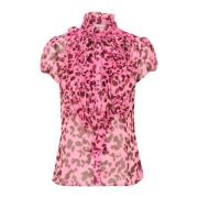 Crinkle SS Shirt Chateau Rose Animal Saint Tropez , Pink , Dames