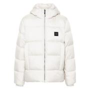 Stony Beige Hooded Quilt Puffer Jas Calvin Klein , Beige , Heren