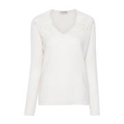 Witte Bloemenkant Trui Ermanno Scervino , White , Dames