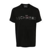 Studded Logo Crew Neck T-shirts John Richmond , Black , Heren