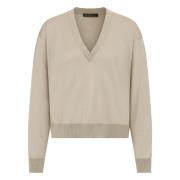 Alpaca Wol V-Hals Trui Beige Drykorn , Beige , Dames