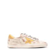 Beige ster en gele hiel sneakers Golden Goose , Beige , Heren