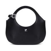 Zwarte Mini Tote Tas met Zilveren Hardware Courrèges , Black , Dames