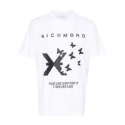 Butterfly Print Crew Neck T-shirt John Richmond , White , Heren