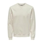 Crew Neck Sweater Antique White Only & Sons , White , Heren