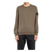 Walnoot Crewneck Sweatshirt met Verwijderbaar Logo Stone Island , Brow...