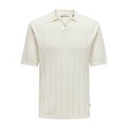 Gehaakte Polo Trui Cloud Dancer Only & Sons , White , Heren