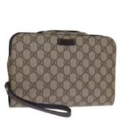 Pre-owned Leather clutches Gucci Vintage , Beige , Dames