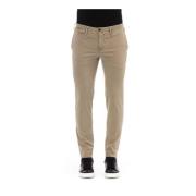 Beige Slim-Fit Cotton Trousers PT Torino , Beige , Heren