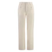 Katoenen Broek met Leren Details See by Chloé , Beige , Dames