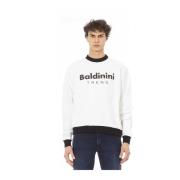 Lange Mouw Logo Front Sweatshirt Baldinini , White , Heren