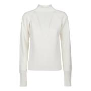 Comfortabele Gebreide Turtle Neck Sweater Drumohr , White , Dames