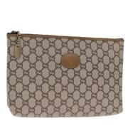 Pre-owned Leather clutches Gucci Vintage , Beige , Dames