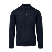 Blauwe Wol Polo Sweater Paolo Pecora , Blue , Heren