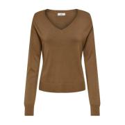 Basis V-Hals Pullover Vrouwen Jacqueline de Yong , Brown , Dames