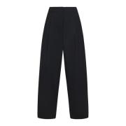 Zwarte Wijde Broek met Plooien Studio Nicholson , Black , Dames