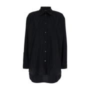 Zwarte Oversized Taffeta Shirt Plain Units , Black , Dames