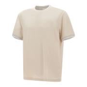 Heren Katoenen T-shirt Zand Beige Eleventy , Beige , Heren