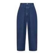 Indigo Blue Denim Wide Leg Jeans Studio Nicholson , Blue , Heren