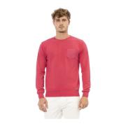 Lange Mouw Crewneck Sweater met Voorzak Baldinini , Red , Heren