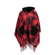 Rode Hooded Poncho met Rits en Contrast Details Desigual , Red , Dames