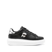 Zwarte leren sneakers met 3D-logo Karl Lagerfeld , Black , Dames