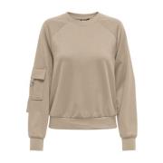 Stijlvolle Crewneck Sweatshirt met Mouwzak Only , Beige , Dames