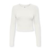 Crop Long Sleeve O-Neck Sweater Women Only , White , Dames